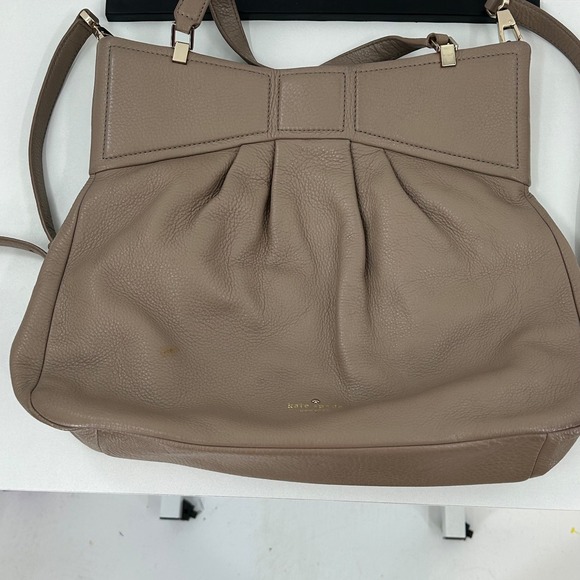kate spade Handbags - Kate Spade New York Pebbled Leather Bow Satchel Crossbody Taupe Bag